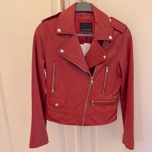 BR Red SOFT Leather Jacket XS NWT